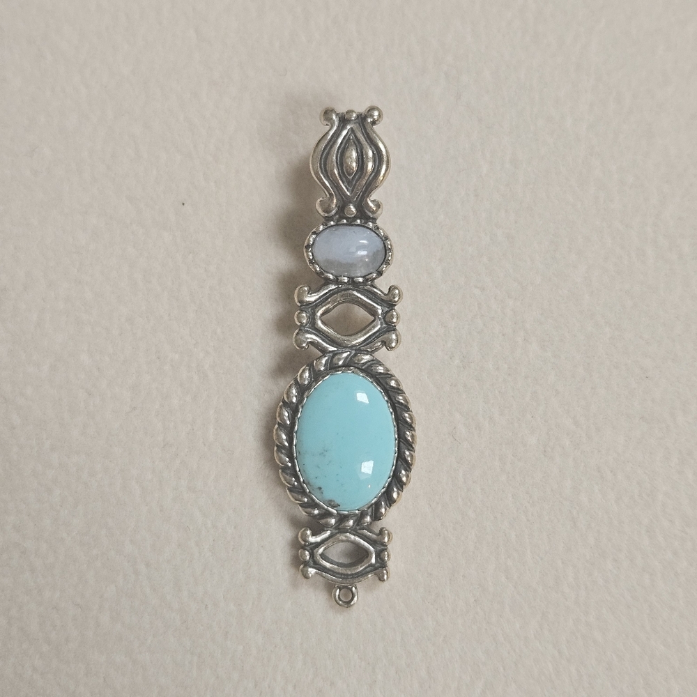 Carolyn Pollack Relios Vintage Southwestern Turquoise Sterling Silver Pendant